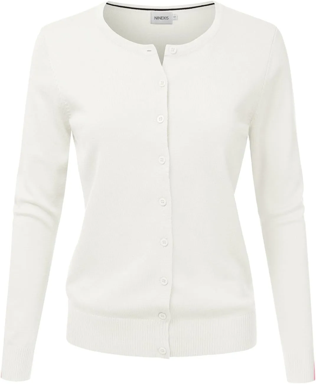 JJ Perfection Basic Button Down Soft Knitted Cardigan Long Sleeve Crew Neck Casual Sweater Jackets for Womens with Plus Size