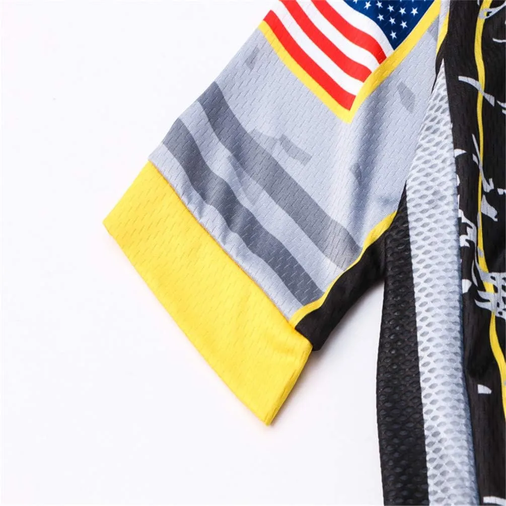 JPOJPO USA Cycling Jersey Men Road Bike Shirt Summer Biking Tops Short Sleeve Bicycle Clothes Cycle Wear Breathable