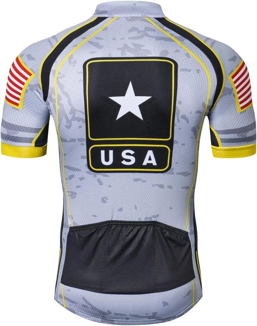 JPOJPO USA Cycling Jersey Men Road Bike Shirt Summer Biking Tops Short Sleeve Bicycle Clothes Cycle Wear Breathable