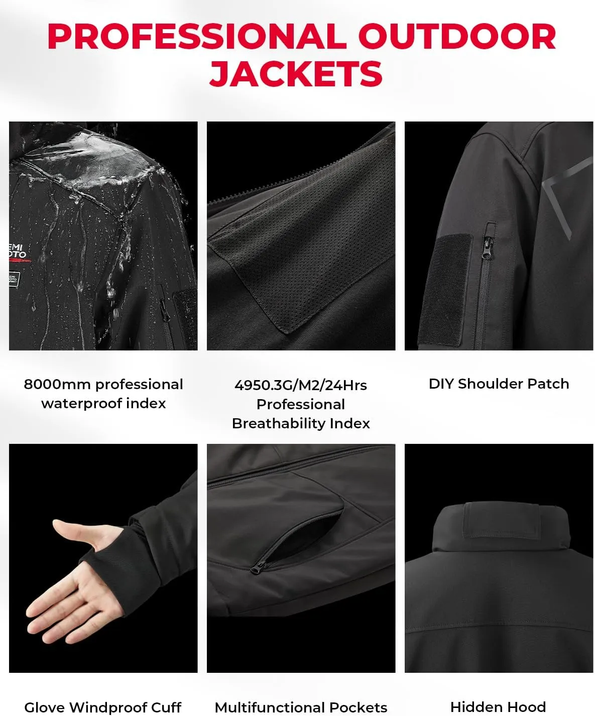 KEMIMOTO Heated Jackets for Men with 15000mAh Battery Pack, Winter Outdoor Warming Soft Shell Electric Heating Coat