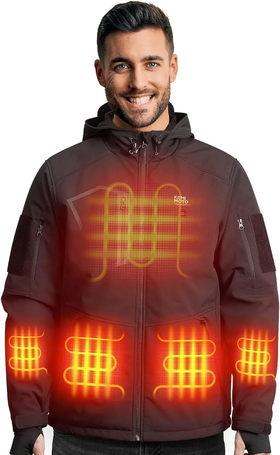 KEMIMOTO Heated Jackets for Men with 15000mAh Battery Pack, Winter Outdoor Warming Soft Shell Electric Heating Coat