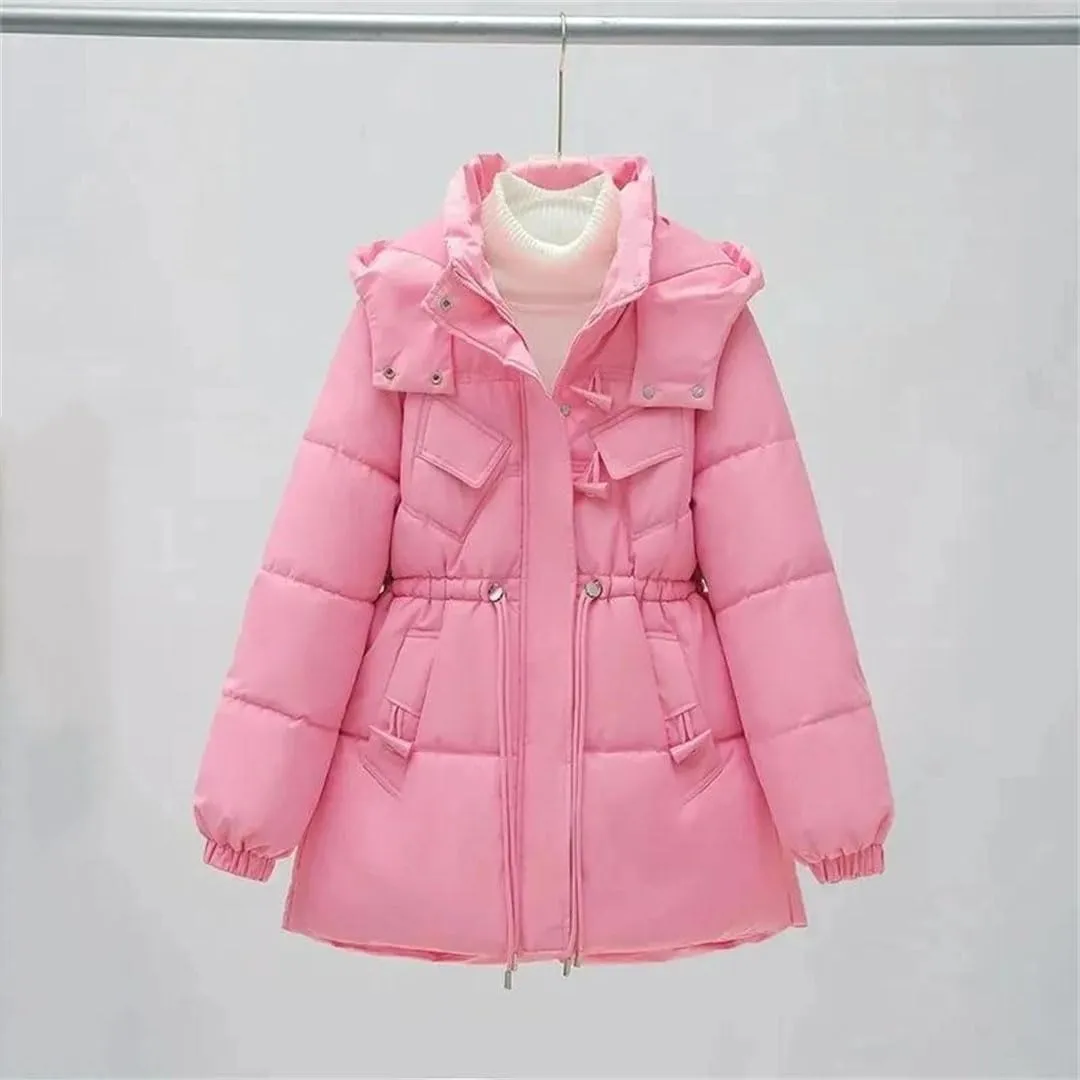 Korean Fashion Down Cotton-Padded Jacket Women Long Parkas Winter Warm Cotton Padded Coat Outerwear