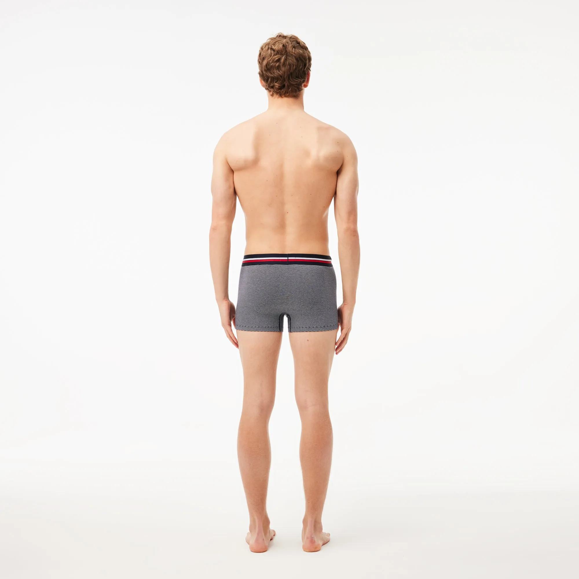 Lacoste 3 Pack Cotton Stretch Trunk - Navy Blue/White