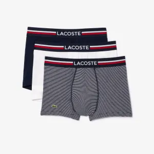 Lacoste 3 Pack Cotton Stretch Trunk - Navy Blue/White