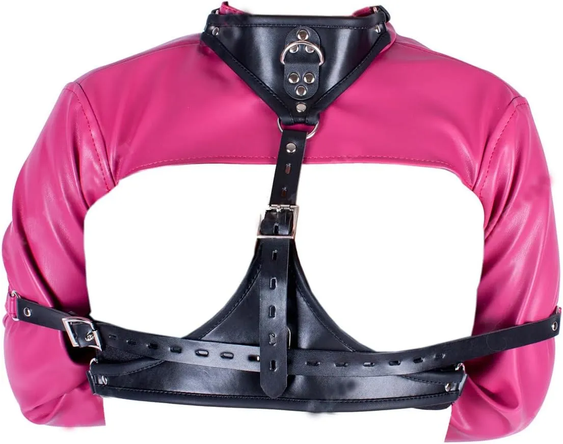 Leather Straight Jacket Sports Armor, Soft Hand Cross Arm Guard Sleeve, Adjustable Novelty Fancy Costume Performance Jackets