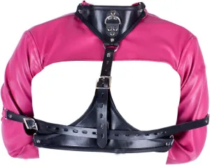 Leather Straight Jacket Sports Armor, Soft Hand Cross Arm Guard Sleeve, Adjustable Novelty Fancy Costume Performance Jackets