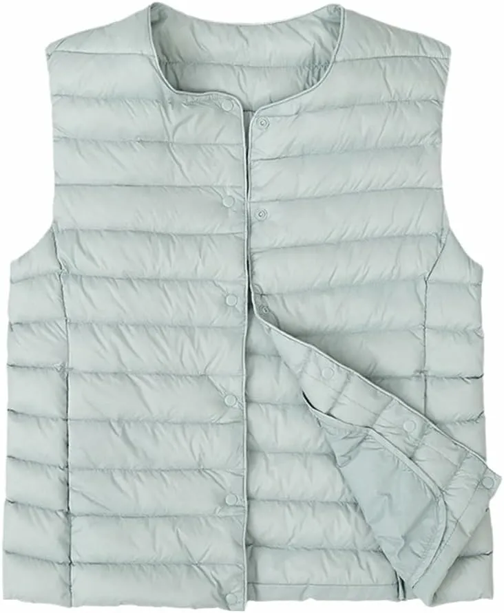Lightweight Puffer Sleeveless Jacket Women Warm Outerwear Padded Gilet Cotton Down Vest Waistcoat