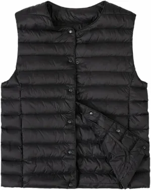Lightweight Puffer Sleeveless Jacket Women Warm Outerwear Padded Gilet Cotton Down Vest Waistcoat