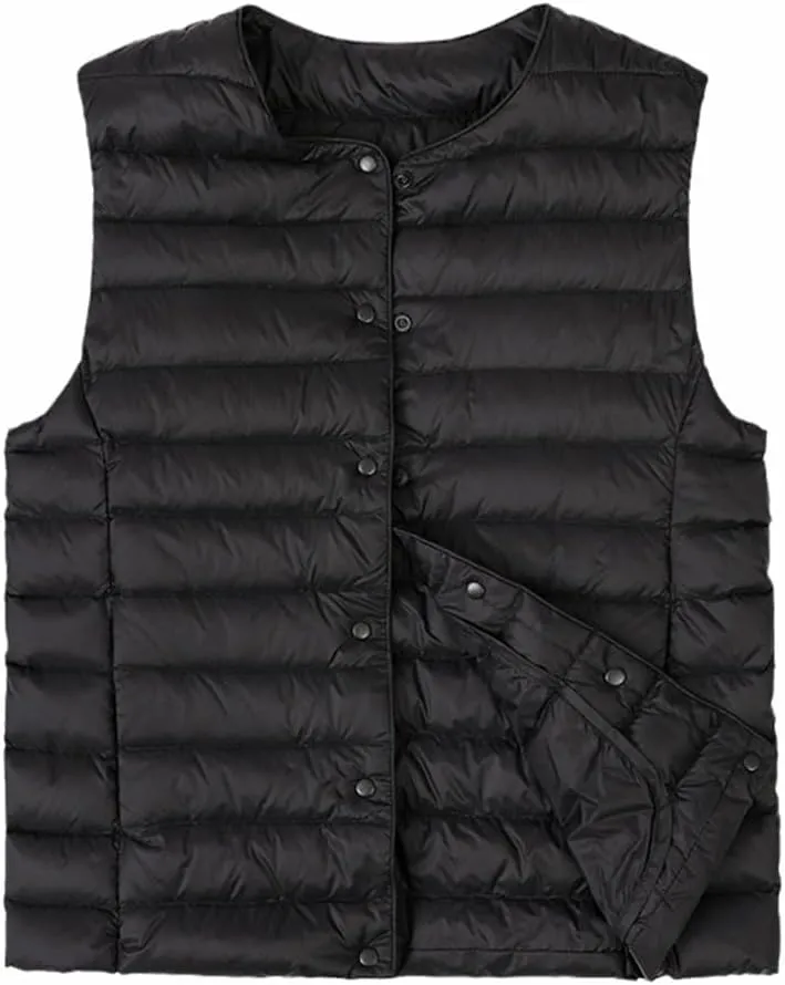 Lightweight Puffer Sleeveless Jacket Women Warm Outerwear Padded Gilet Cotton Down Vest Waistcoat