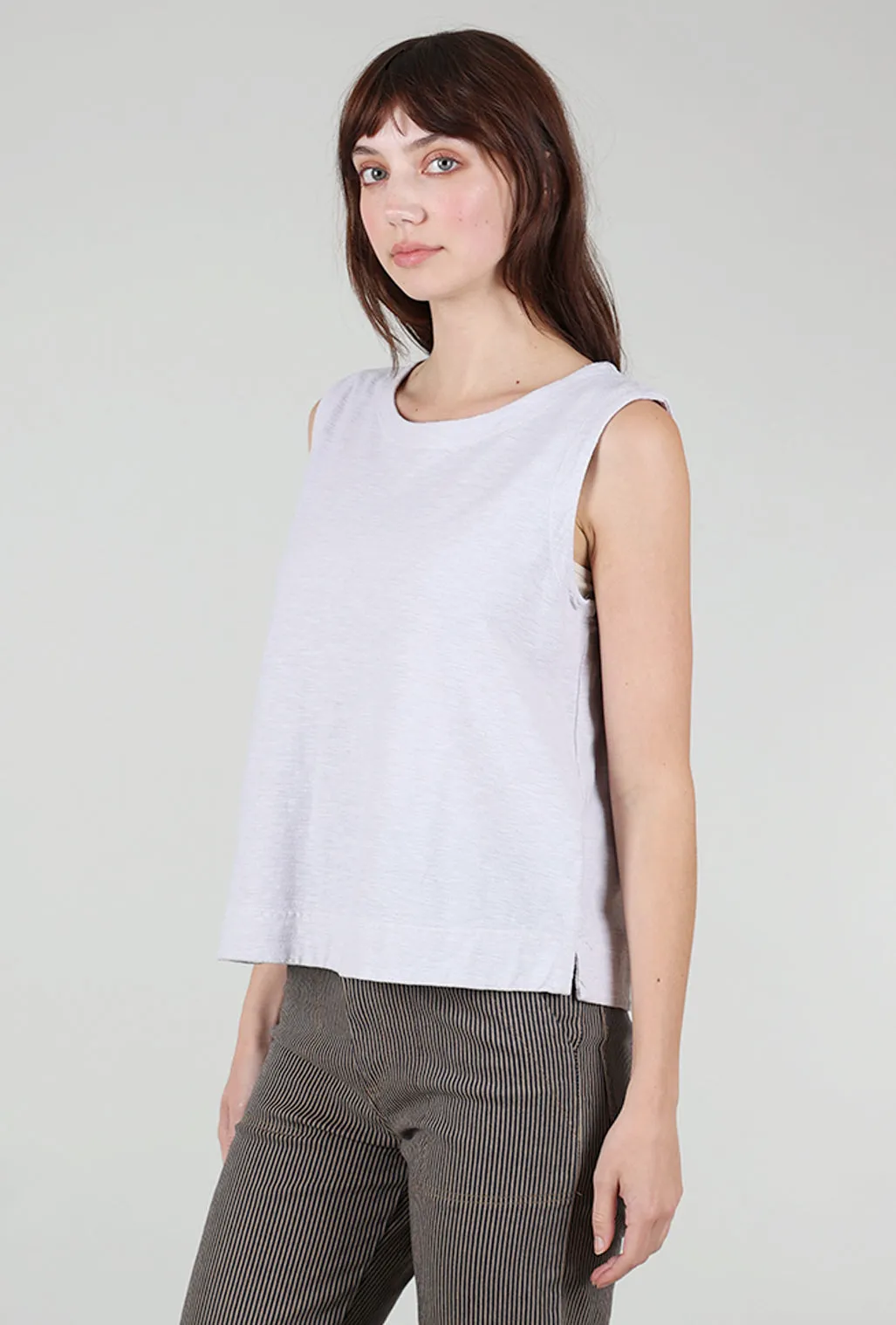 Linen Cotton Jersey Shell, Aluminum