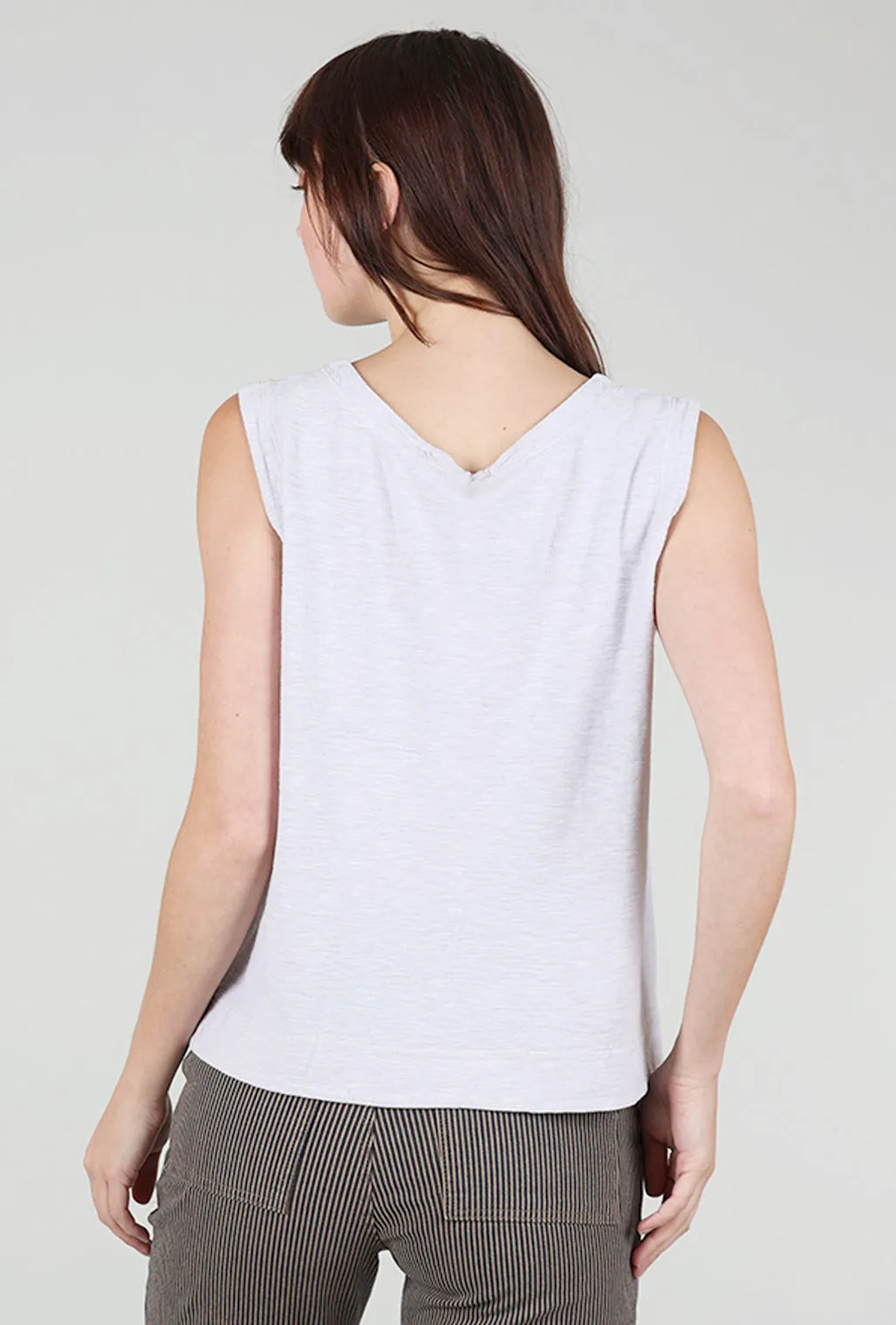 Linen Cotton Jersey Shell, Aluminum