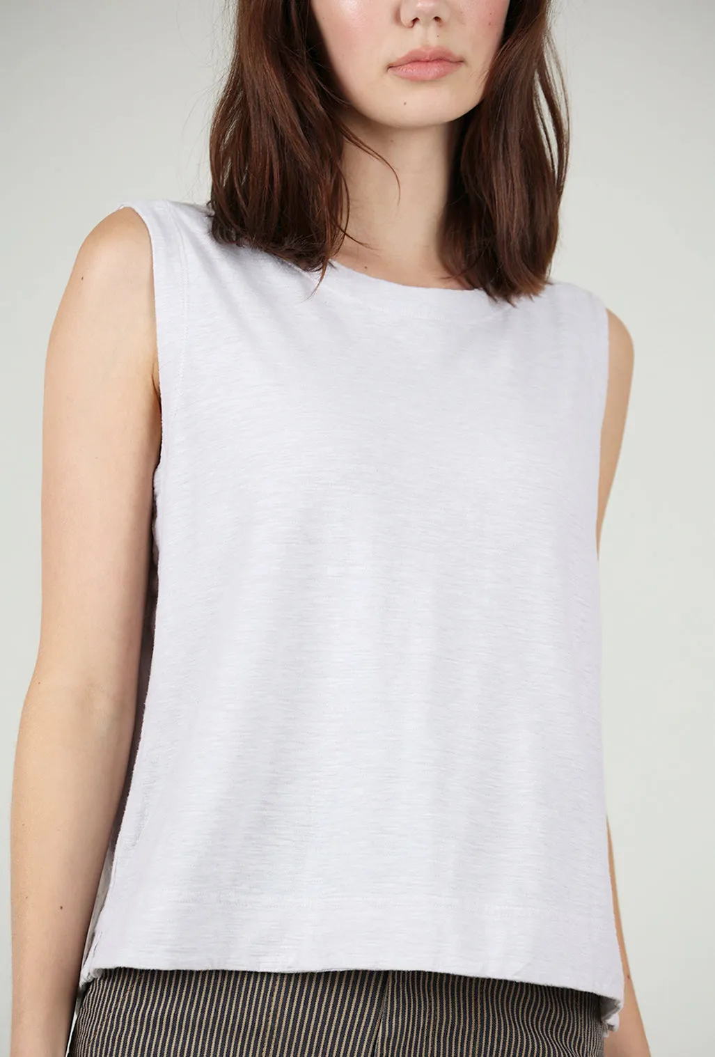 Linen Cotton Jersey Shell, Aluminum