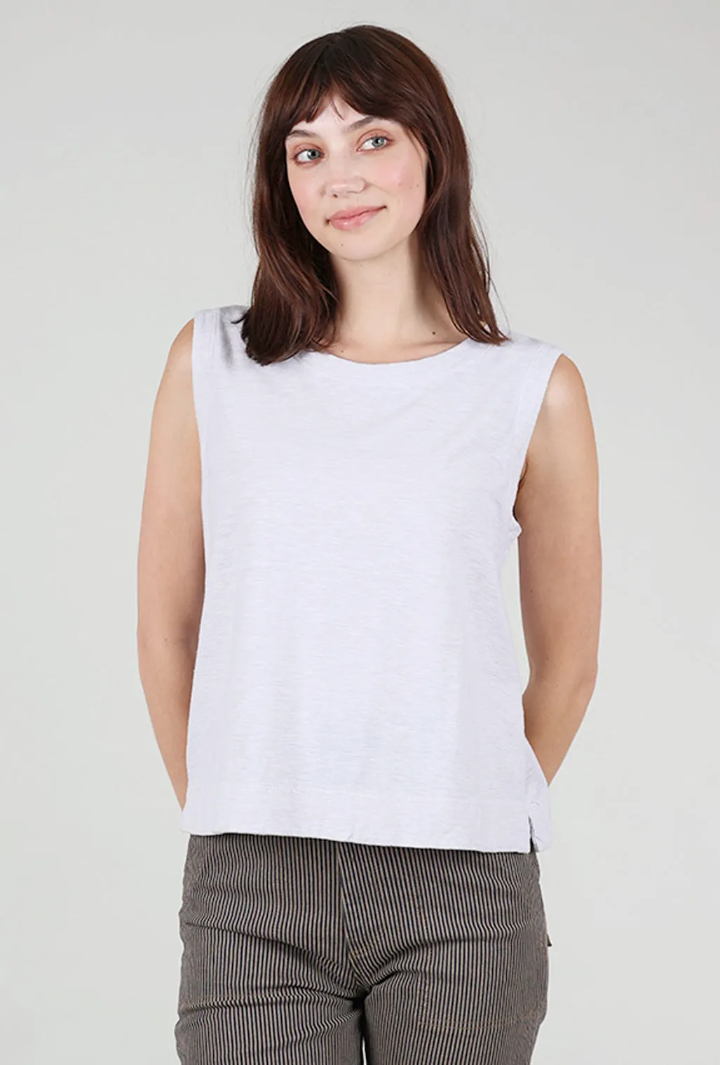 Linen Cotton Jersey Shell, Aluminum