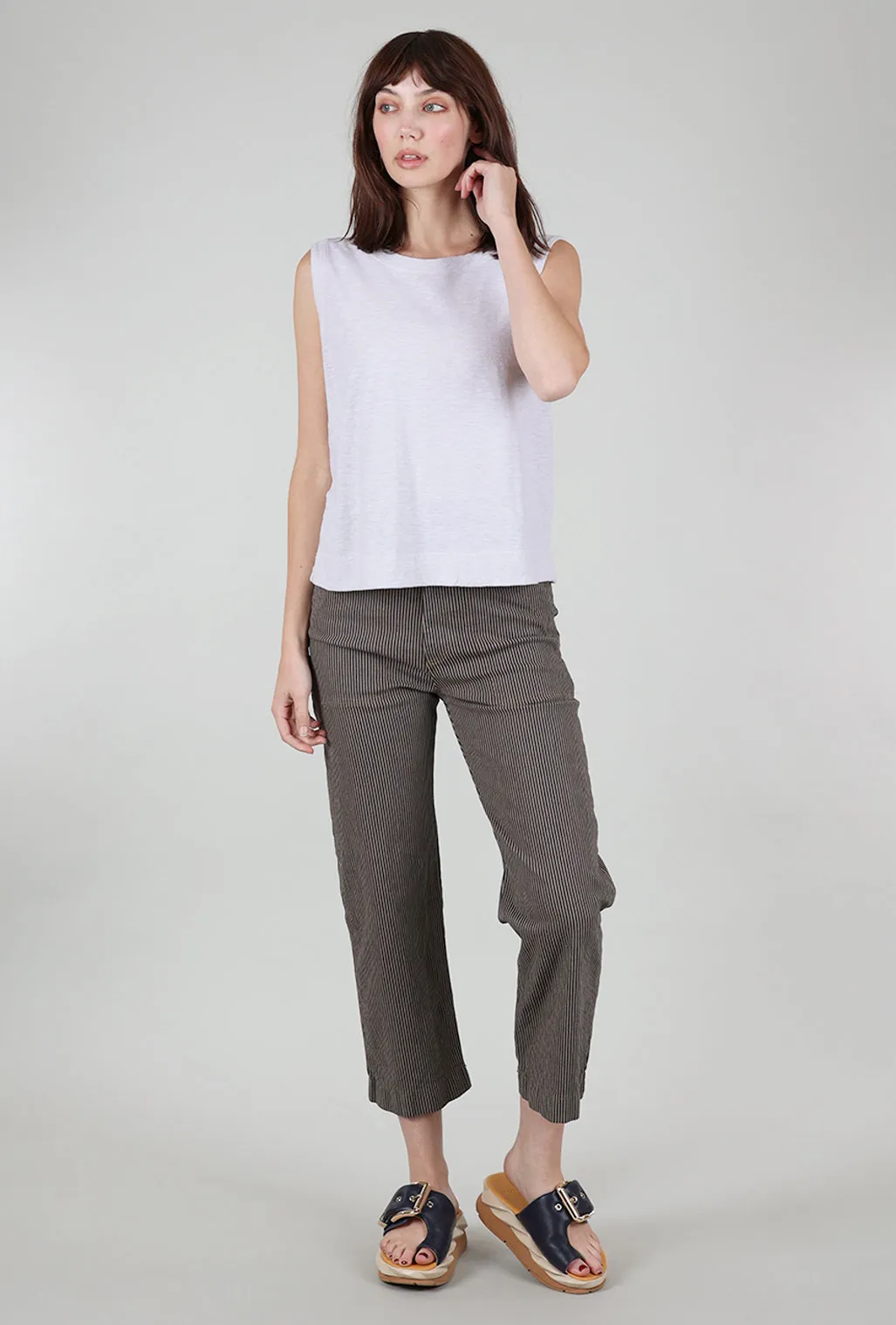 Linen Cotton Jersey Shell, Aluminum