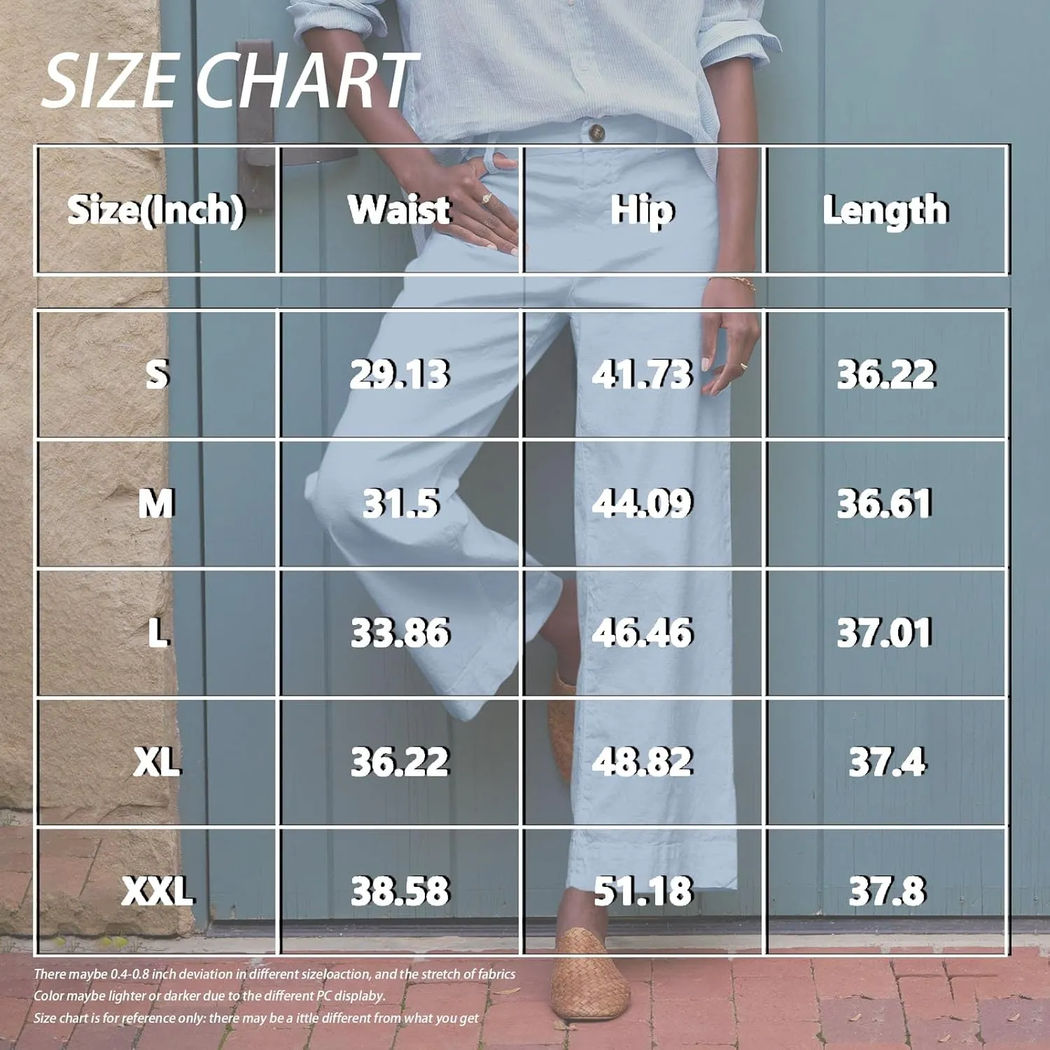 Linen Pants for Women, Straight Leg Peasant Pants Elastic Waist Linen Casual