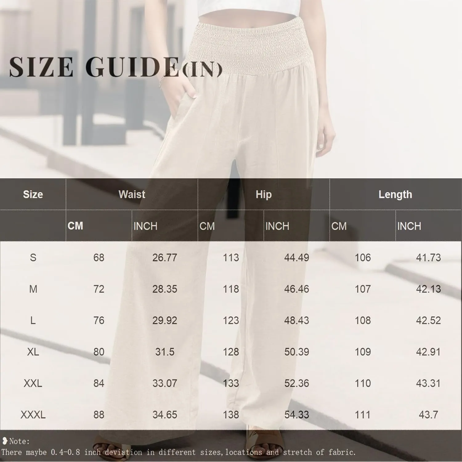 Linen Pants for Women Wide Leg Beach 2025 Summer Elastic Waist Pants High Waisted with Pockets Comfy Solid Clothes