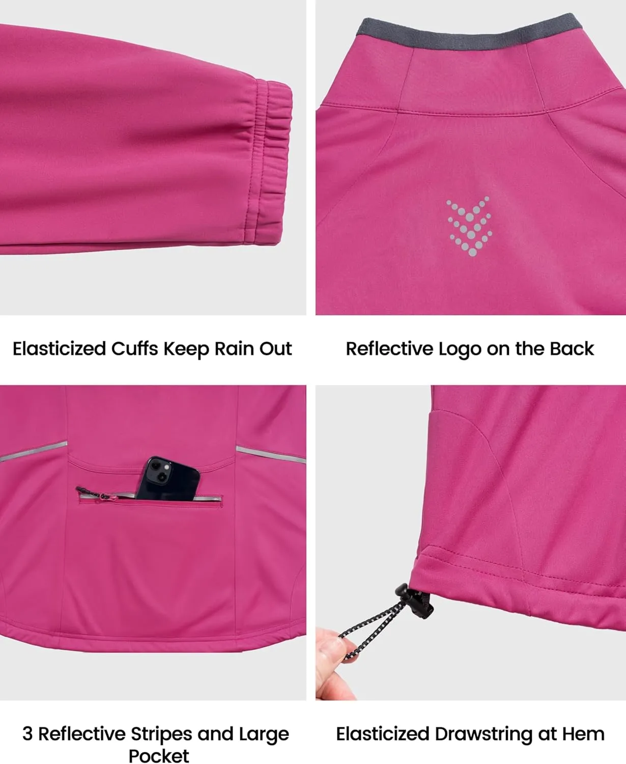 Little Donkey Andy Womens Lightweight Softshell Jacket for Running Cycling, Water Repellent Windbreaker with Zipper Pockets