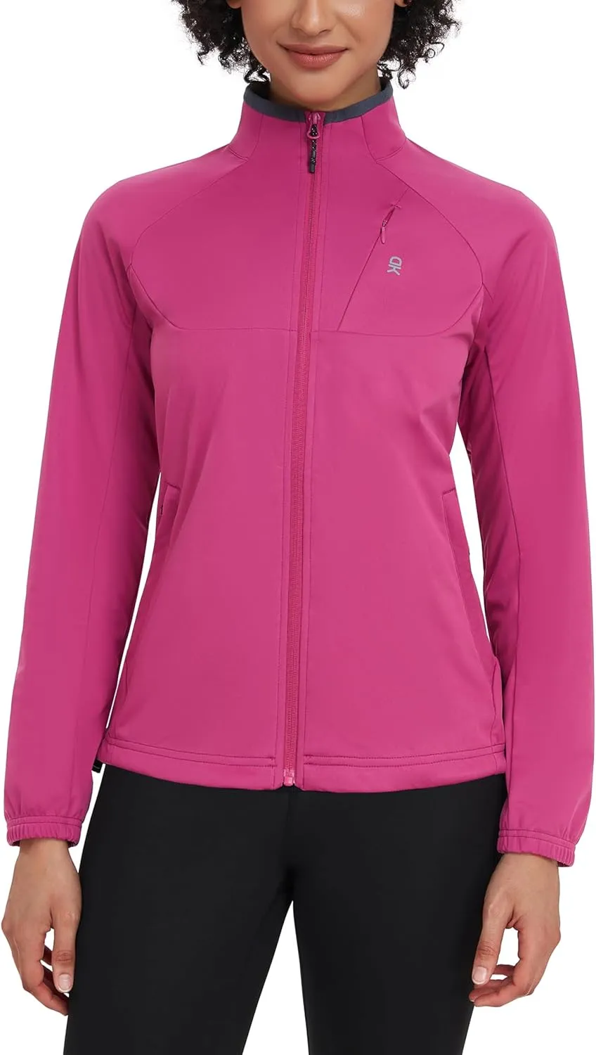 Little Donkey Andy Womens Lightweight Softshell Jacket for Running Cycling, Water Repellent Windbreaker with Zipper Pockets