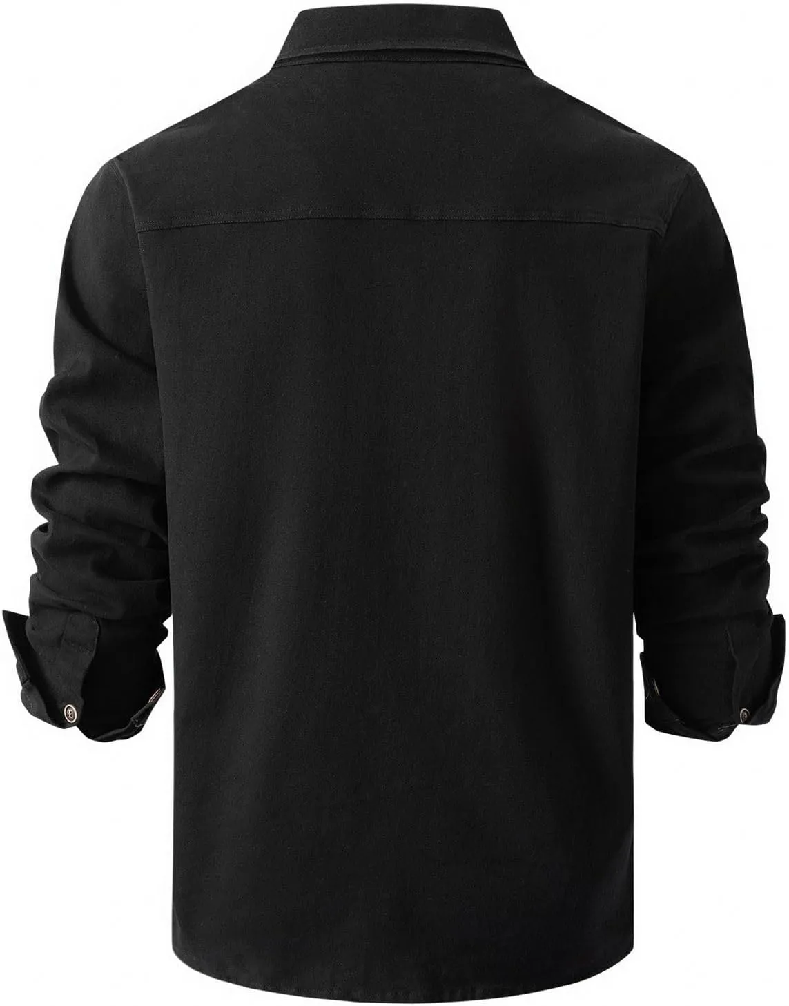 Lu's Chic Men's Shirt Jacket Soft Trucker Long Sleeve Cotton Shacket Fall Classic Button Casual Western