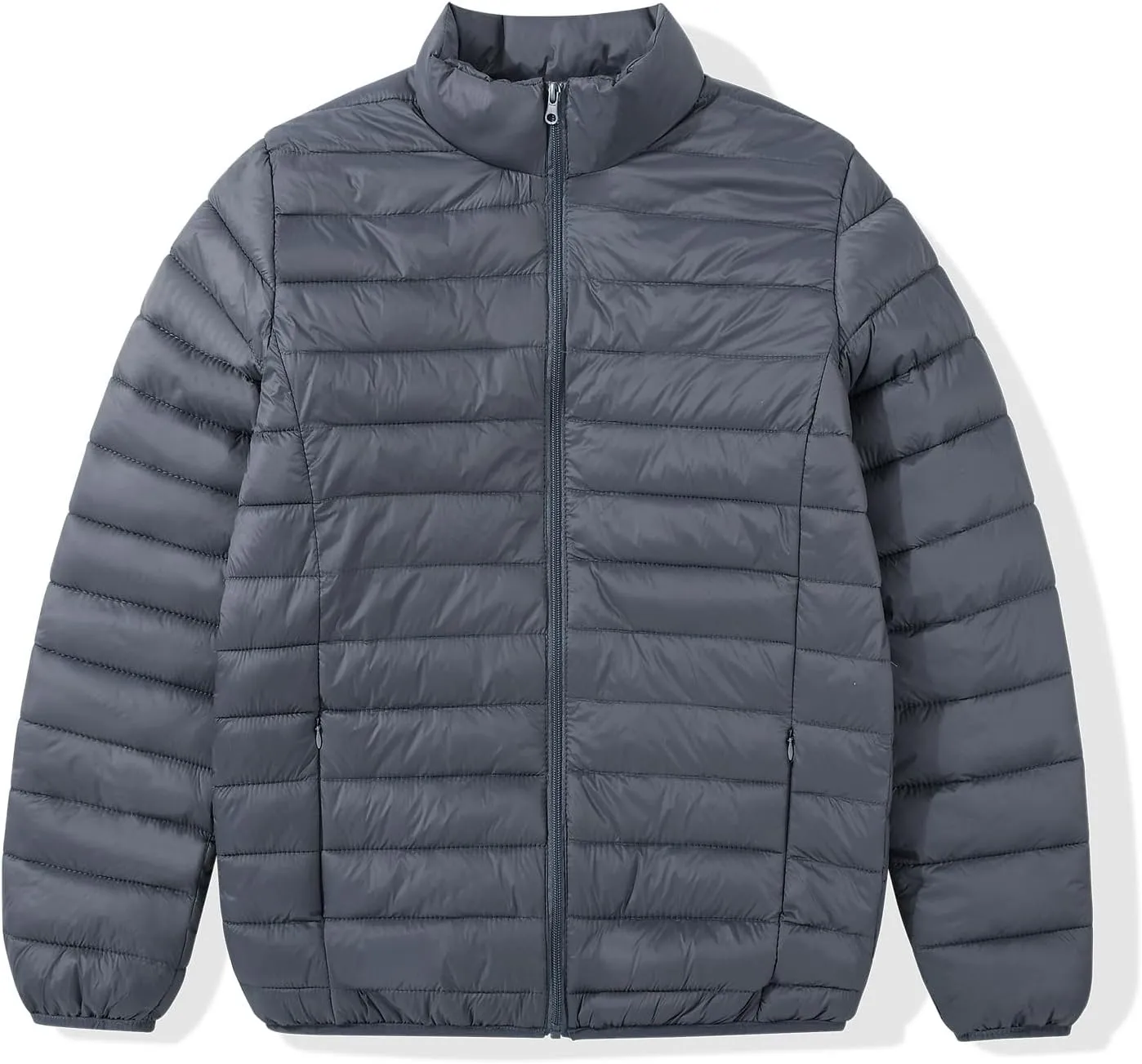 MADHERO Mens Puffer Jacket Packable Lightweight Water-Resistant Stand Collar Down Alternative Puffy Outerwear Coat