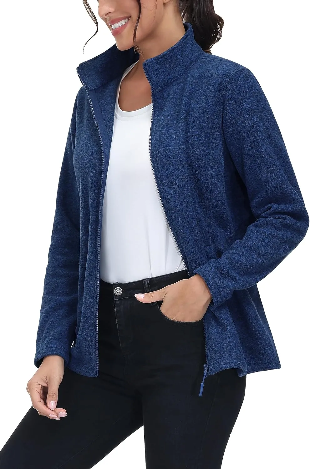 MAGCOMSEN Fleece Jacket Women Zip UP Lightweight Soft Polar Warm Winter Jackets for Women with Pockets Outdoor Hiking