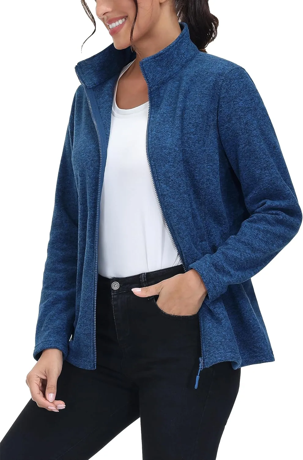 MAGCOMSEN Fleece Jacket Women Zip UP Lightweight Soft Polar Warm Winter Jackets for Women with Pockets Outdoor Hiking