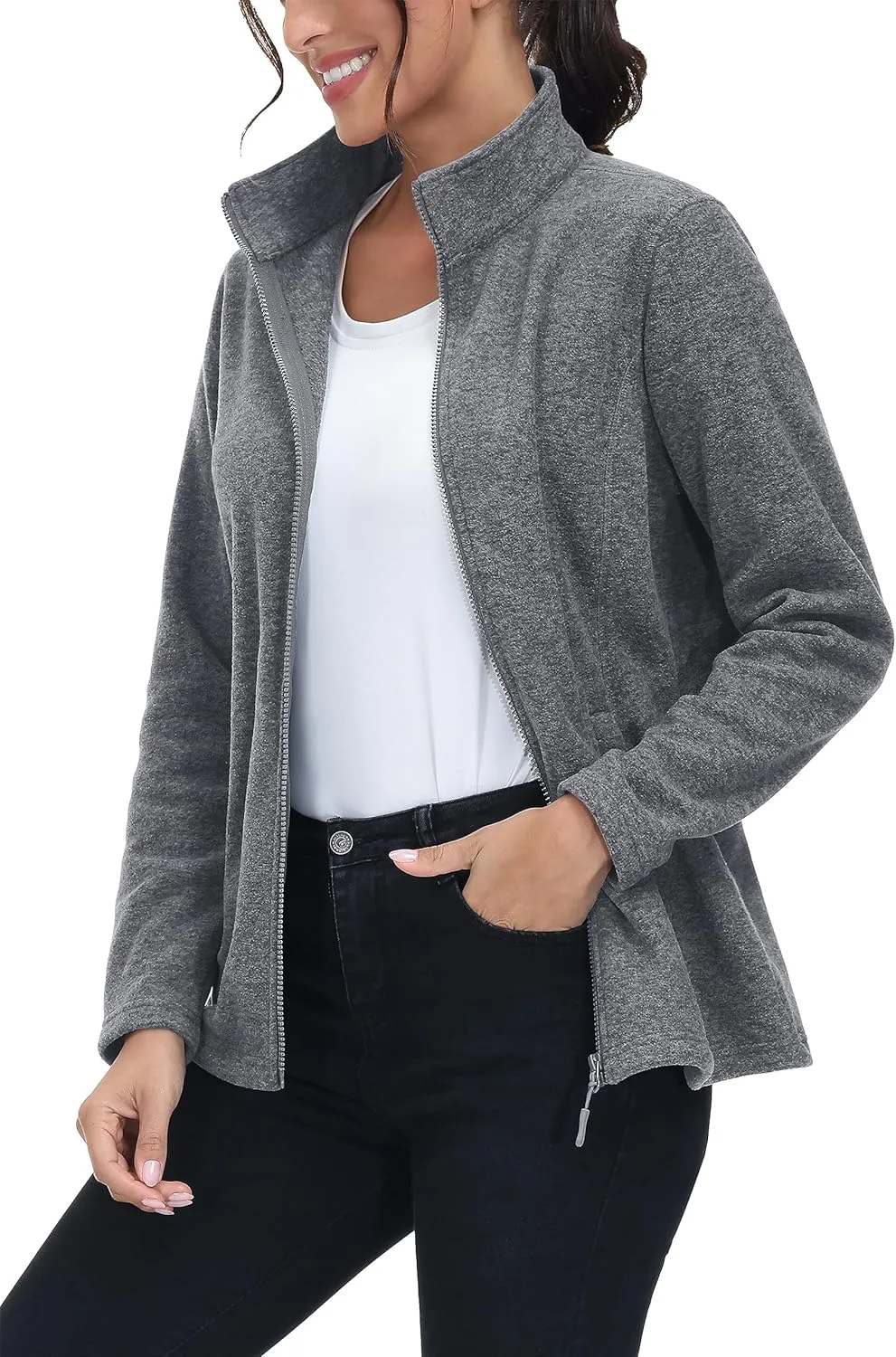 MAGCOMSEN Fleece Jacket Women Zip UP Lightweight Soft Polar Warm Winter Jackets for Women with Pockets Outdoor Hiking