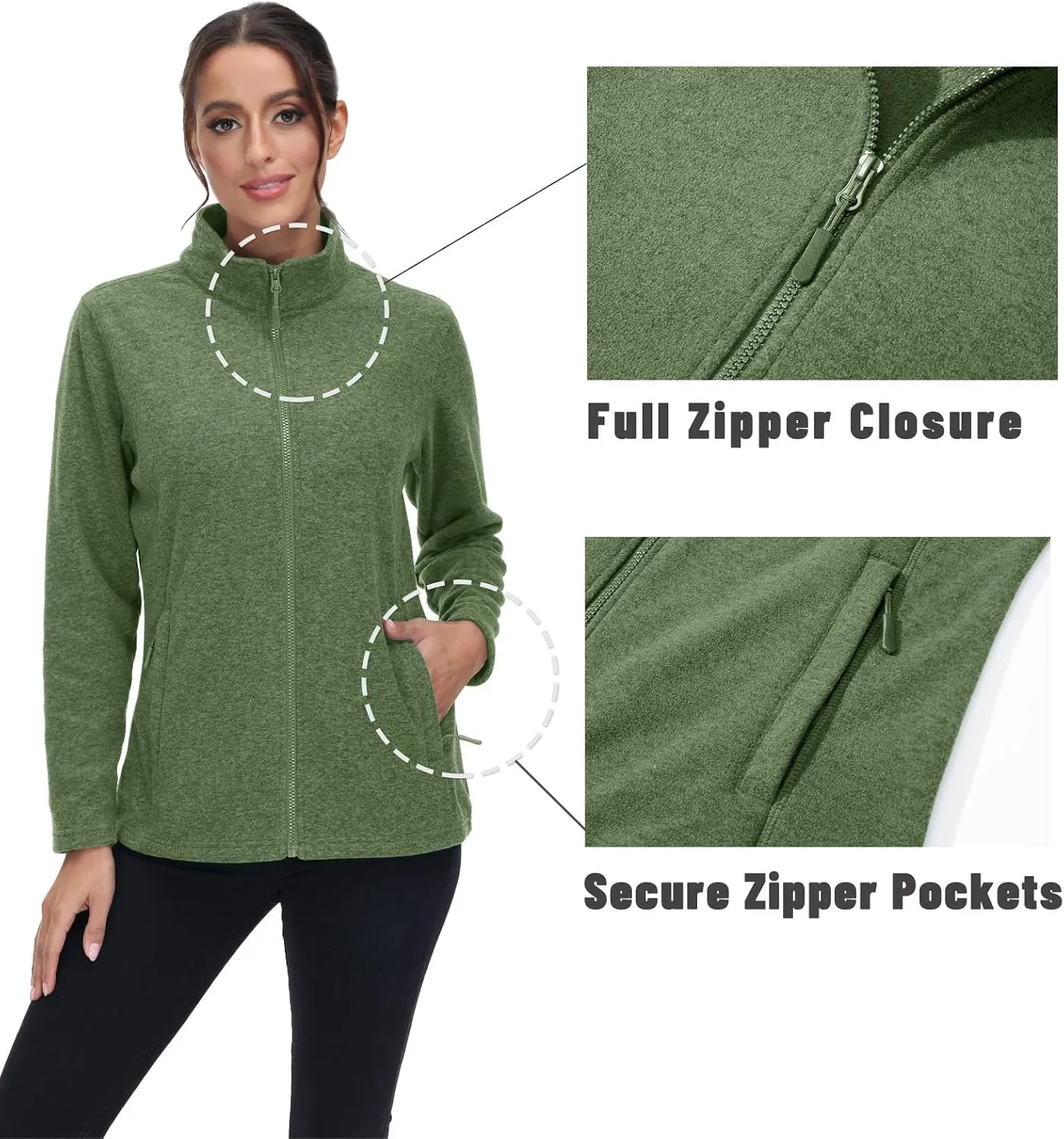 MAGCOMSEN Fleece Jacket Women Zip UP Lightweight Soft Polar Warm Winter Jackets for Women with Pockets Outdoor Hiking
