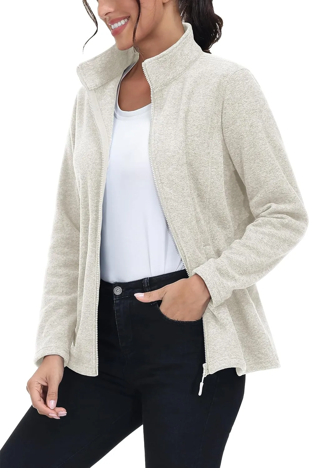 MAGCOMSEN Fleece Jacket Women Zip UP Lightweight Soft Polar Warm Winter Jackets for Women with Pockets Outdoor Hiking