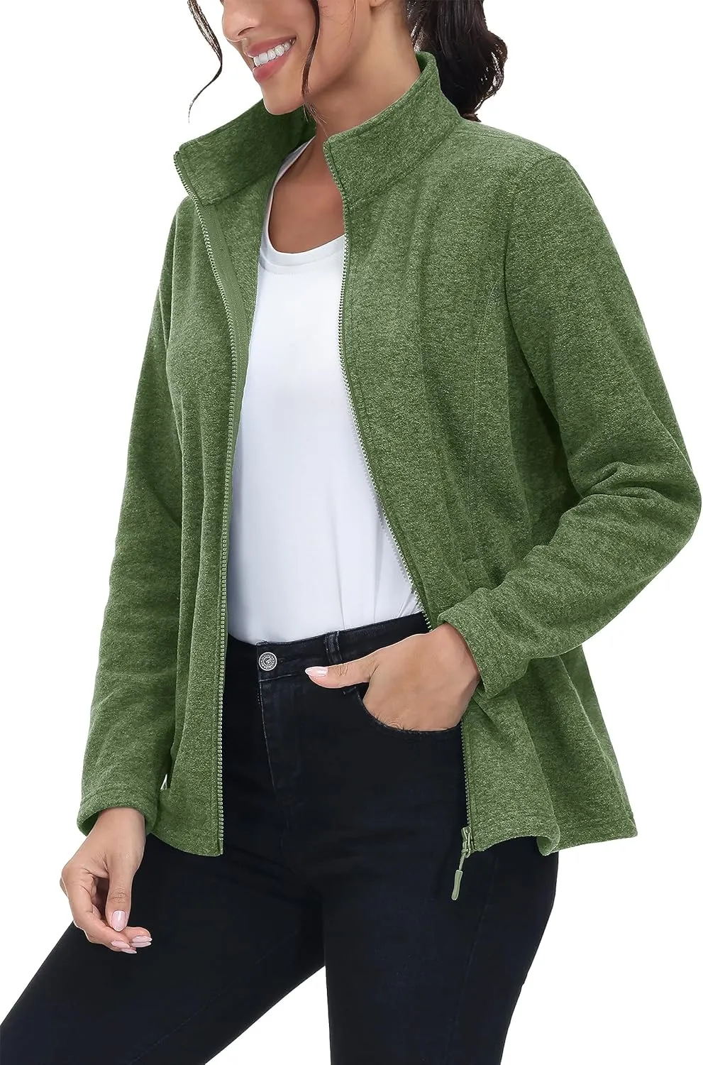 MAGCOMSEN Fleece Jacket Women Zip UP Lightweight Soft Polar Warm Winter Jackets for Women with Pockets Outdoor Hiking