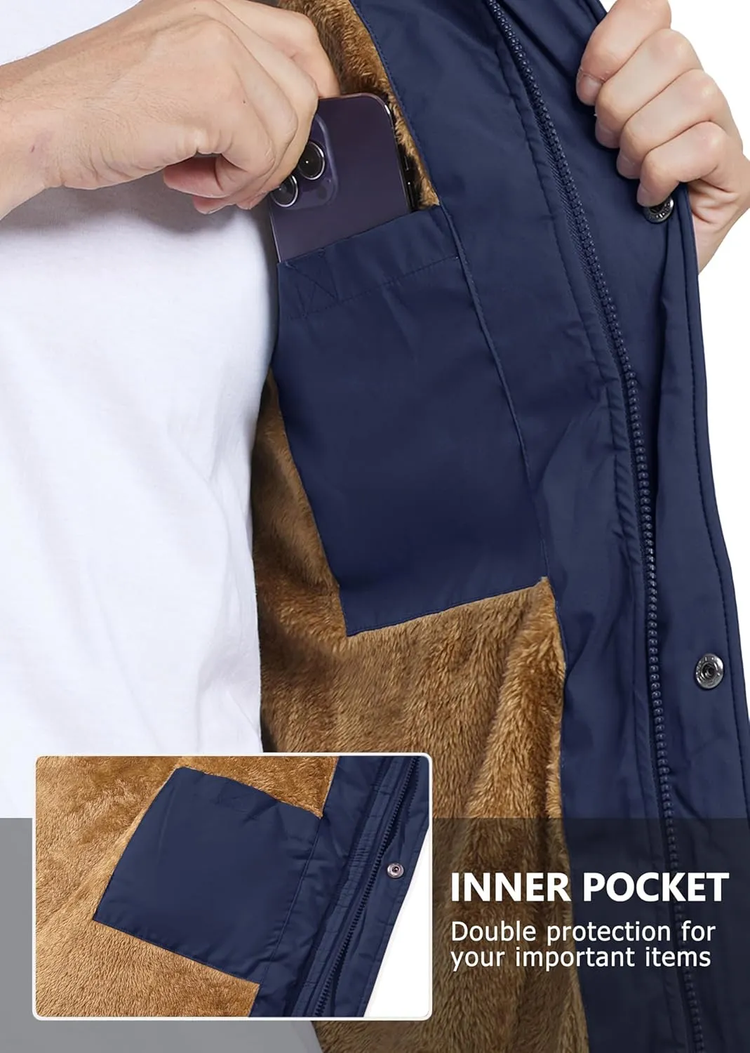MAGCOMSEN Men's Winter Vest Outerwear Fleece Lined Outdoor Vest Warm Sleeveless Jacket