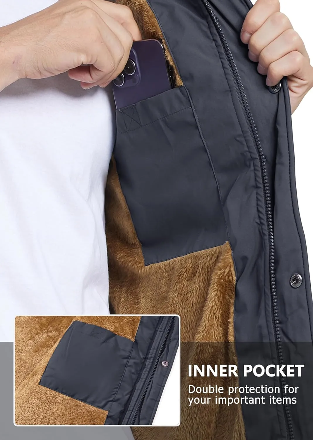 MAGCOMSEN Men's Winter Vest Outerwear Fleece Lined Outdoor Vest Warm Sleeveless Jacket