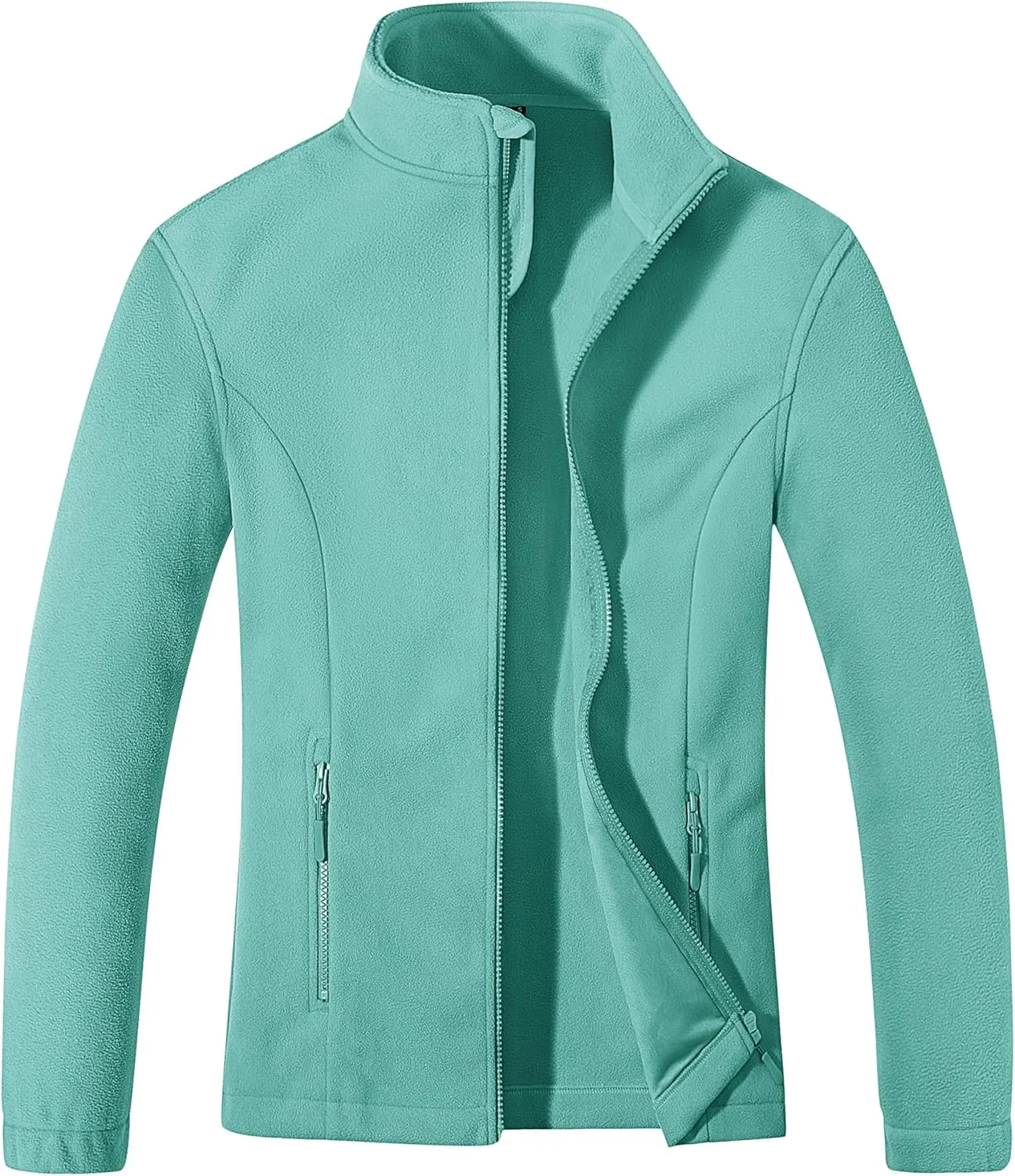 MAGCOMSEN Women's Fleece Jacket Zip Up Coat Lightweight Soft Warm Long Sleeve Jackets with Pockets for Winter
