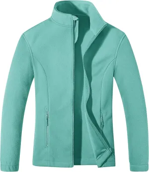 MAGCOMSEN Women's Fleece Jacket Zip Up Coat Lightweight Soft Warm Long Sleeve Jackets with Pockets for Winter