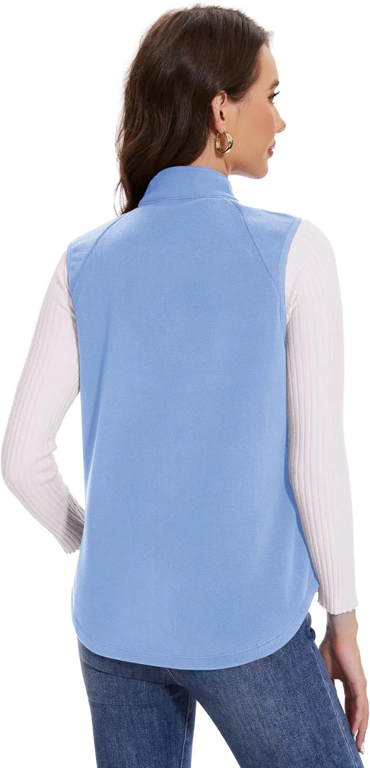 MAGCOMSEN Women's Fleece Vest with Zipper Pockets Zip Up Sleeveless Jackets Lightweight Soft Warm Polar Vest Outerwear