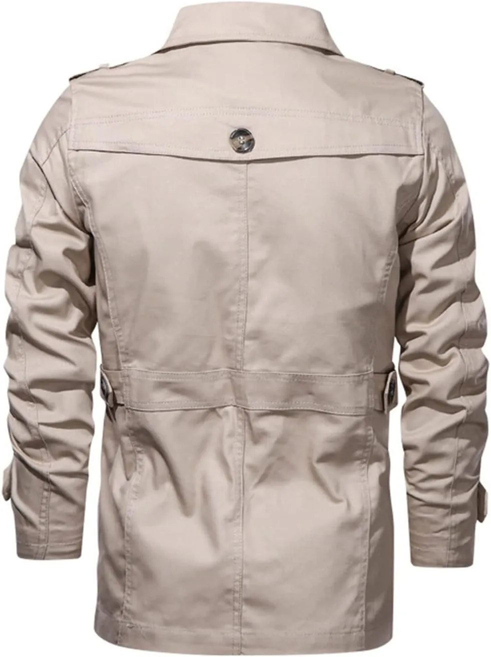 Maiyifu-GJ Men Trench Coat Single Breasted Slim fit Notch Lapel Long Jacket Lightweight Casual Button Down Windproof Overcoat