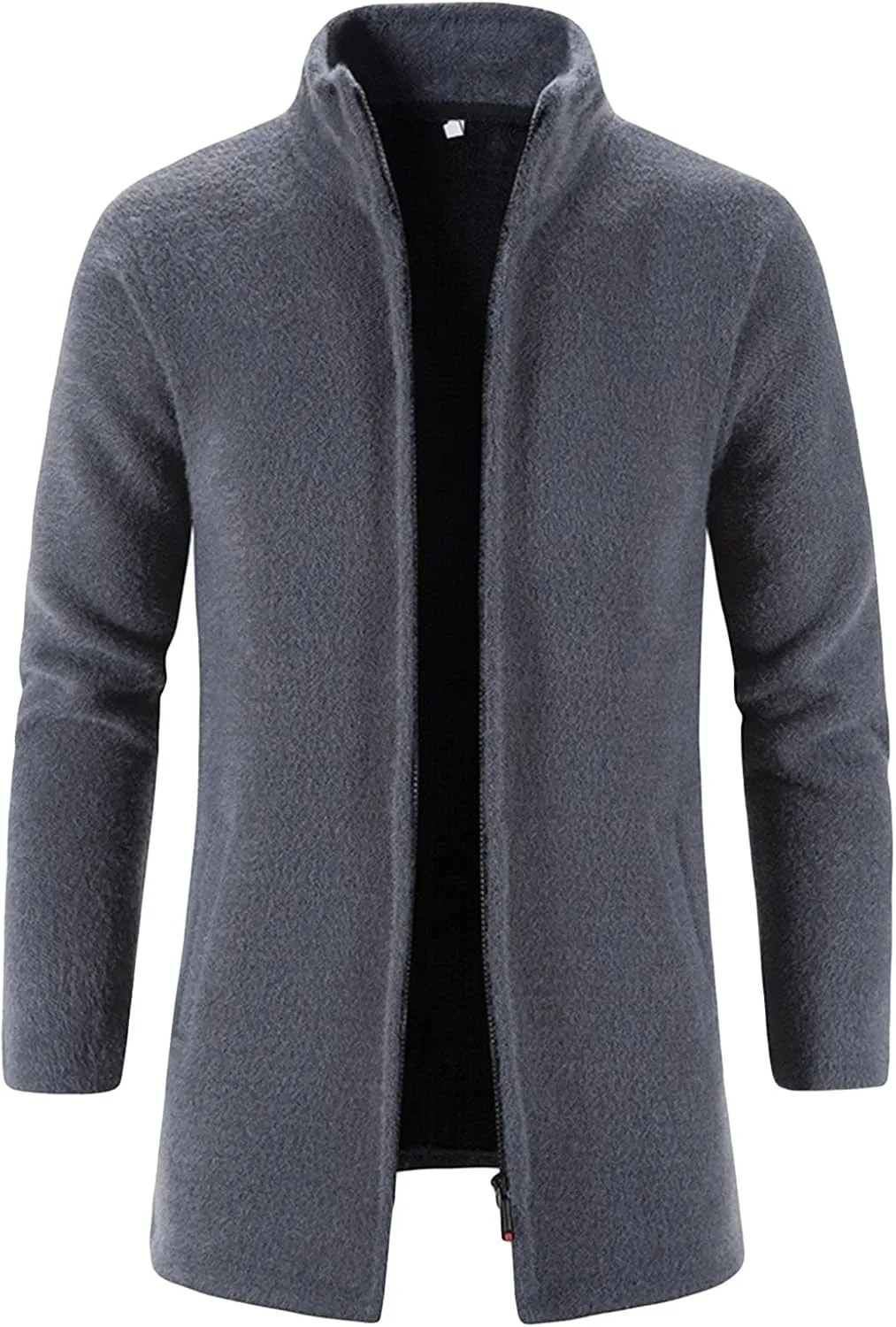 Maiyifu-GJ Men's Fleece Full Zip Trench Coat Soft Slim Fit Open Front Longline Jacket Overcoat Winter Warm Business Suit