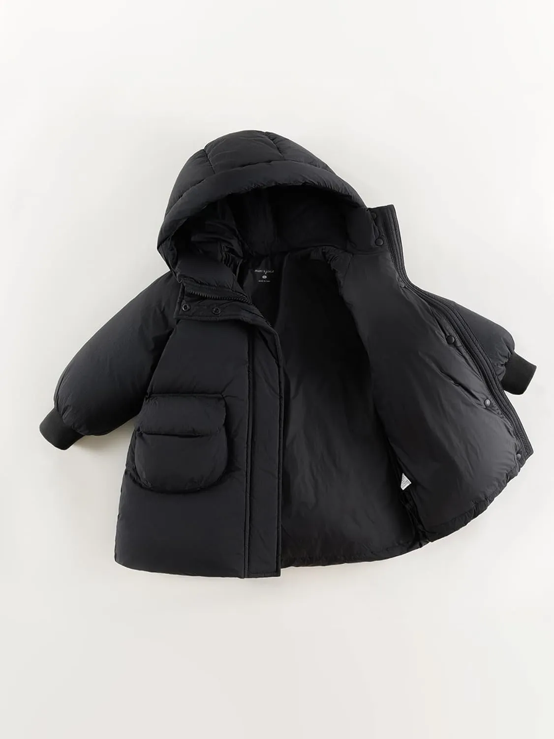 marc & janie Girls Ultralight Mid-Length Hooded Down Jacket Full Zip Coat Warm Outerwear 241611