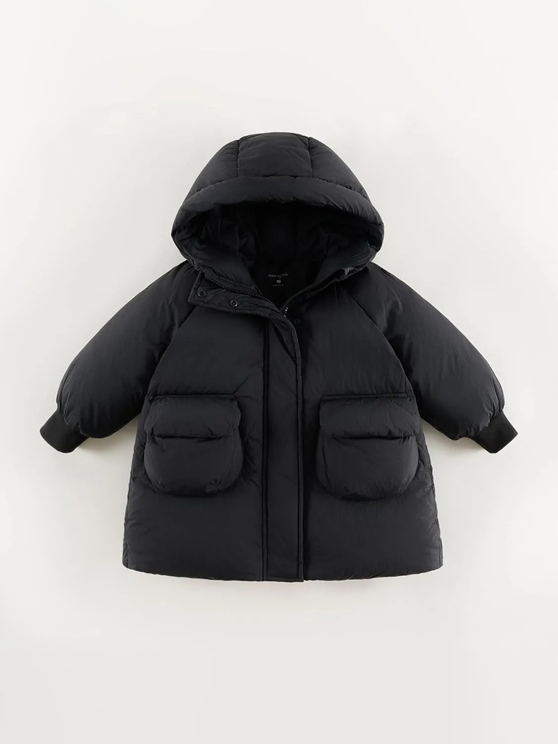 marc & janie Girls Ultralight Mid-Length Hooded Down Jacket Full Zip Coat Warm Outerwear 241611