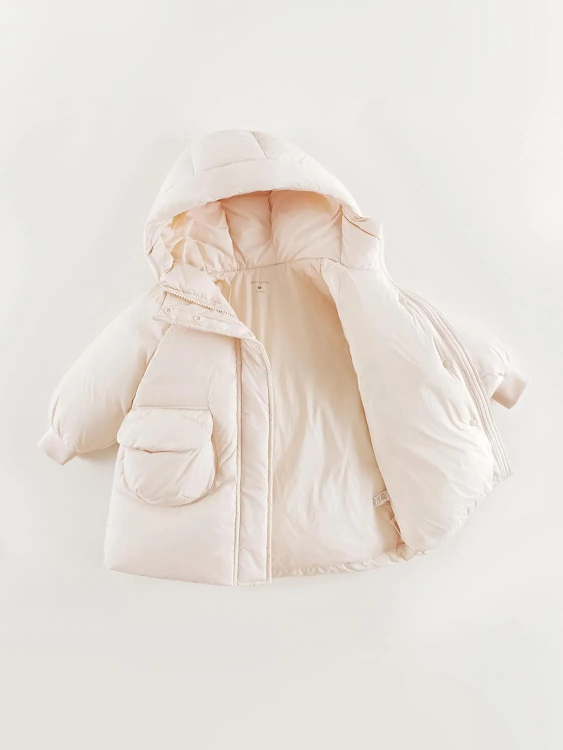 marc & janie Girls Ultralight Mid-Length Hooded Down Jacket Full Zip Coat Warm Outerwear 241611
