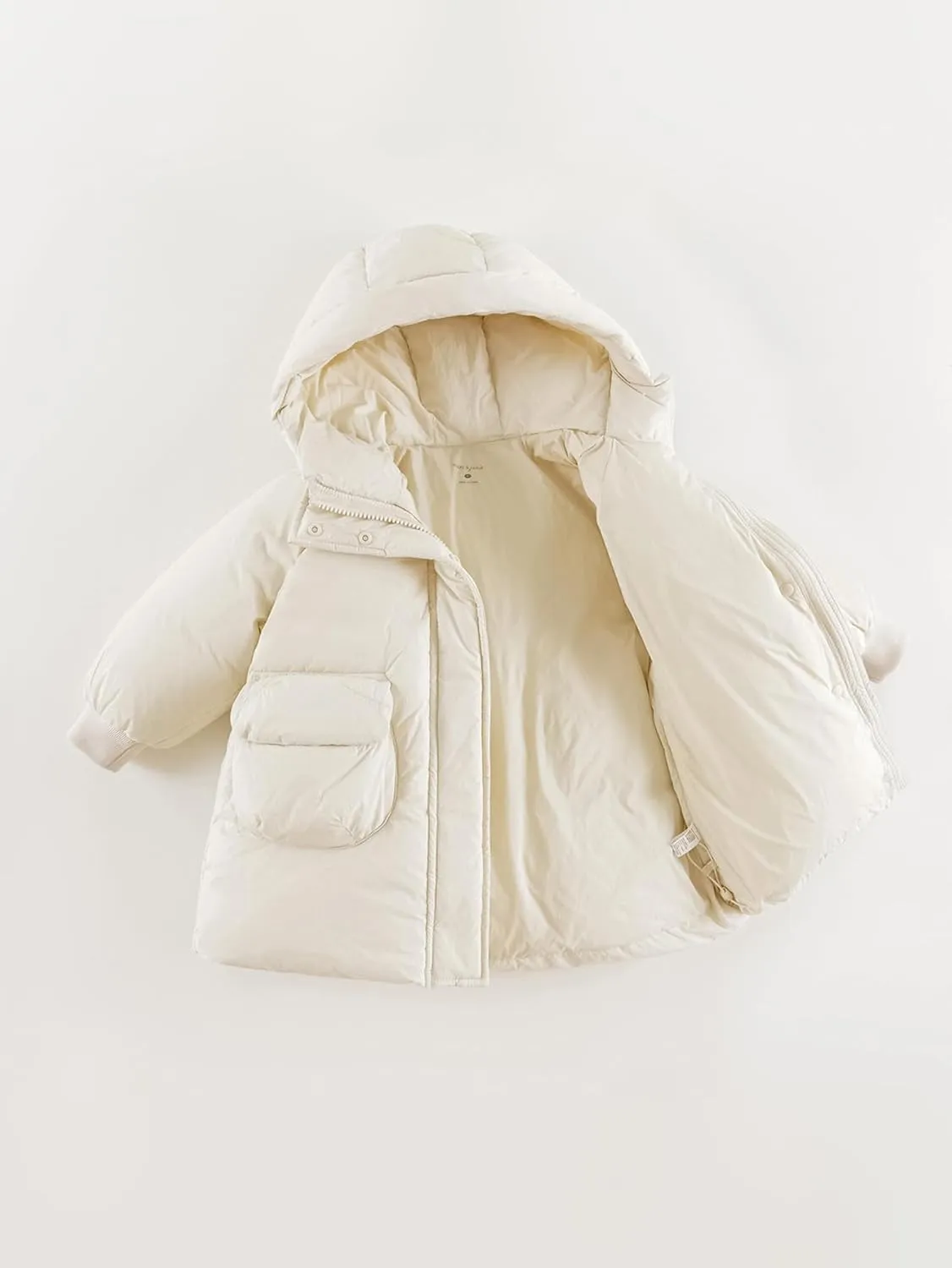 marc & janie Girls Ultralight Mid-Length Hooded Down Jacket Full Zip Coat Warm Outerwear 241611