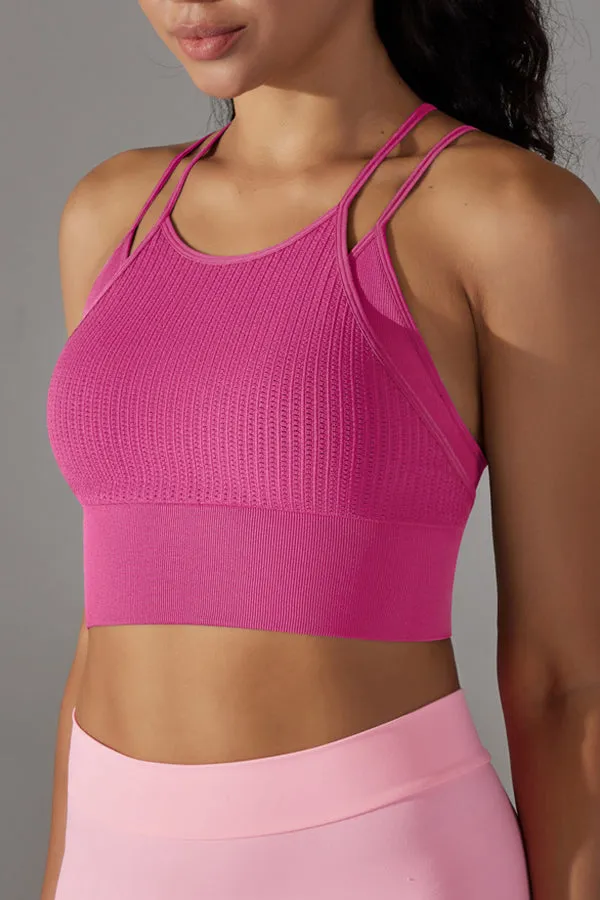 MB FASHION Ribbed High-Neck Crop Top with Double Shoulder Straps 6624LY