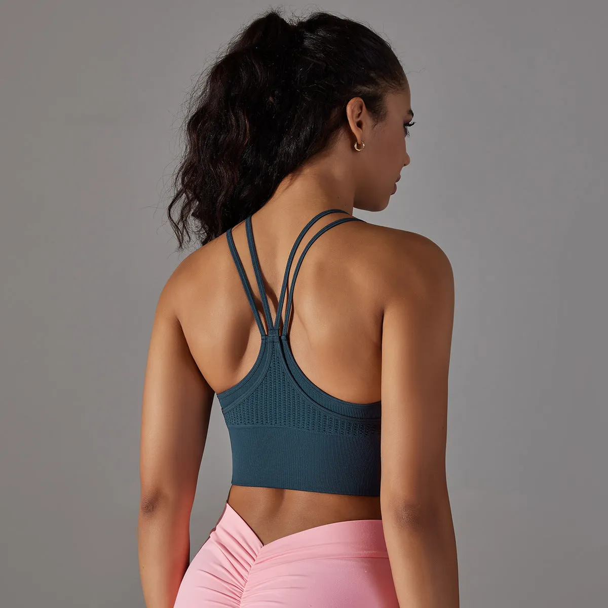 MB FASHION Ribbed High-Neck Crop Top with Double Shoulder Straps 6624LY