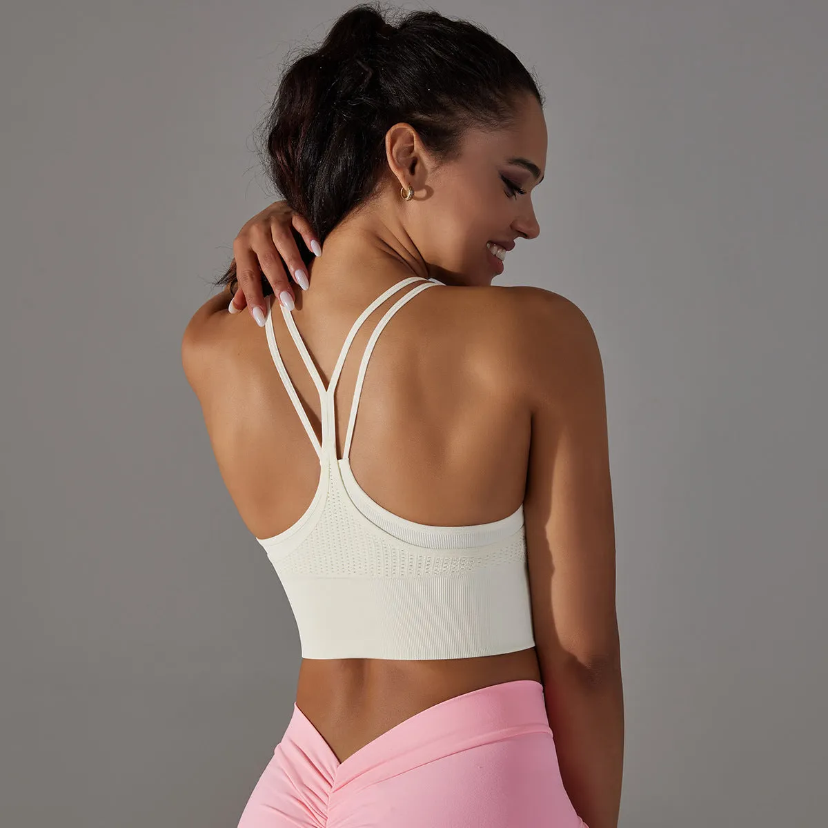 MB FASHION Ribbed High-Neck Crop Top with Double Shoulder Straps 6624LY