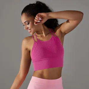 MB FASHION Ribbed High-Neck Crop Top with Double Shoulder Straps 6624LY