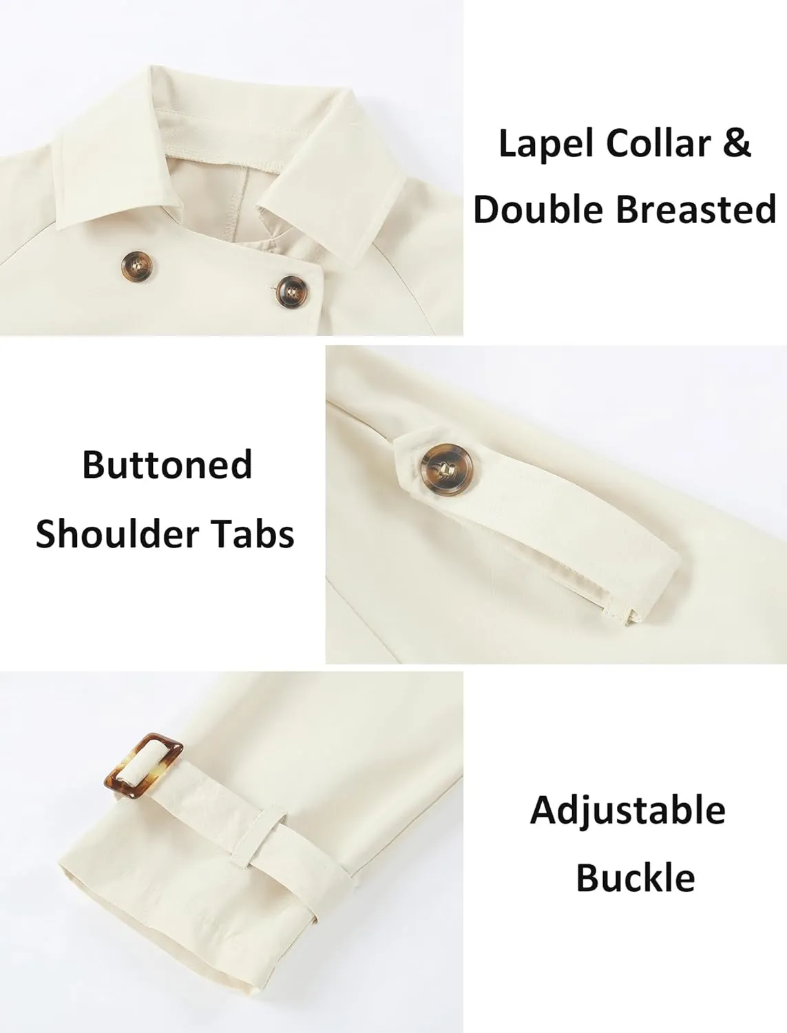Mebius Girls Trench Coat Cropped/Long Double Breasted Lapel Jacket Long Sleeve Casual Outerwear For Kids 6-12Y