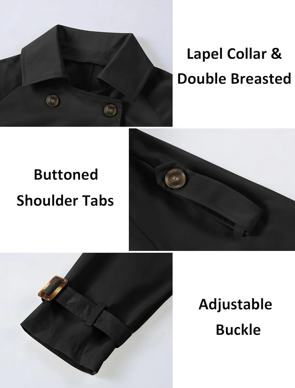 Mebius Girls Trench Coat Cropped/Long Double Breasted Lapel Jacket Long Sleeve Casual Outerwear For Kids 6-12Y