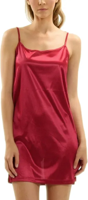MELODY Women Basic Silky Satin Camisole Chemise Full Slip nightgown sleepwear- Under Sheer Sweater, Dress, Tunic