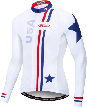 Men Cycling Jersey USA Bike Short Sleeve 3-Pockets Breathable Quick-Dry Shirt Tops S-3XL