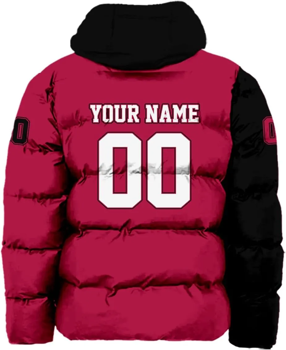 Men Football Custom Puffer Coat Add Any Name Number Lightweight Water-Resistant Winter Windproof Zipper Down Jacket S-5XL